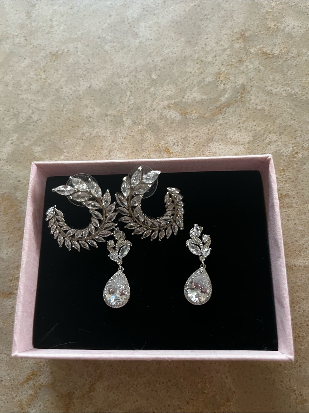 Silver Crystal Leaf Drop Earrings - Women Jewelry